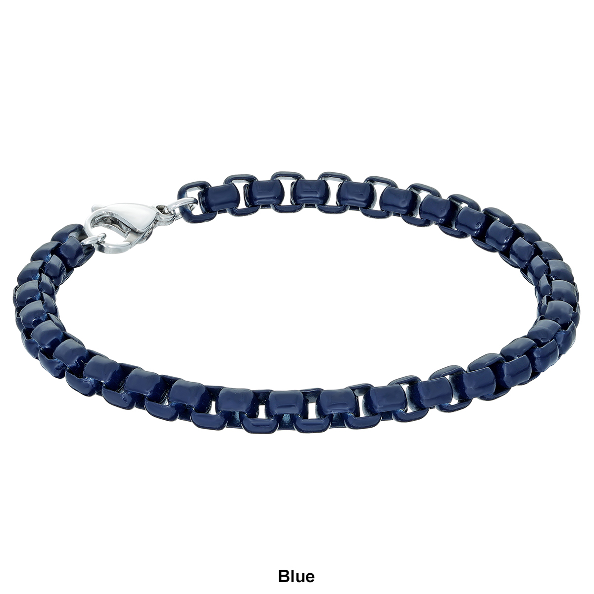 Mens Lynx Stainless Steel Acrylic Box Chain Bracelet