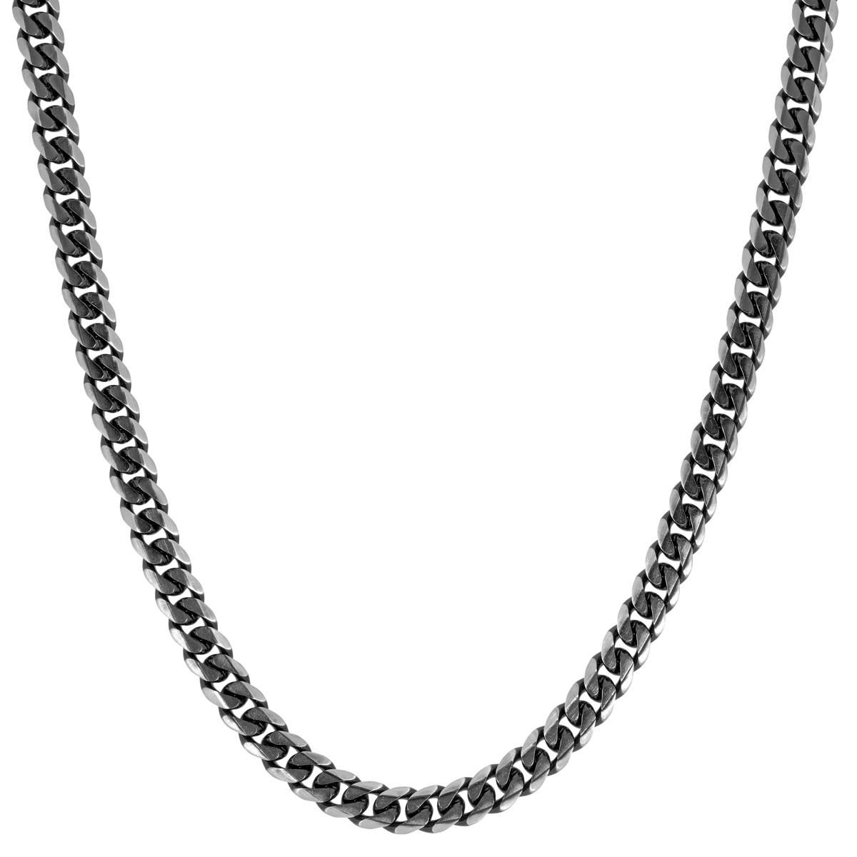 Mens Lynx Stainless Steel Black Plated Chain Necklace