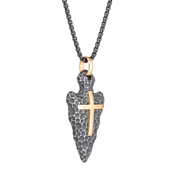 Mens Lynx Stainless Steel Arrow Head Cross Chain Pendant alternate view