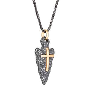 Mens Lynx Stainless Steel Arrow Head Cross Chain Pendant alternate view