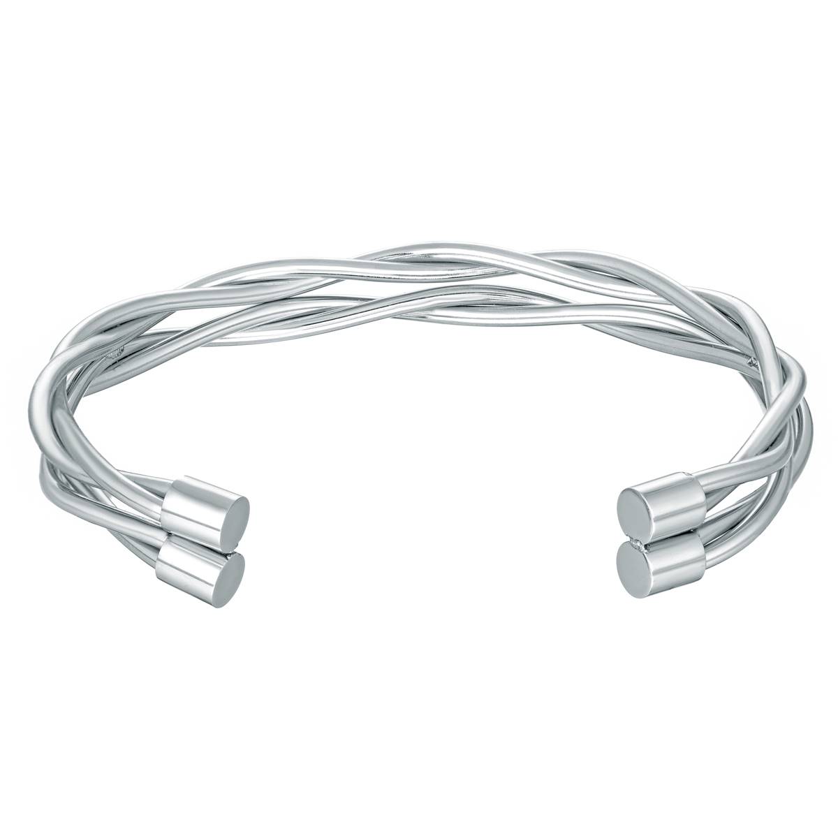 Mens Lynx Stainless Steel Twisted Cuff Bangle Bracelet