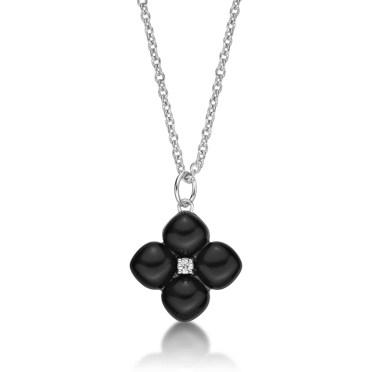 Gemminded Sterling Silver Onyx & CZ Pendant