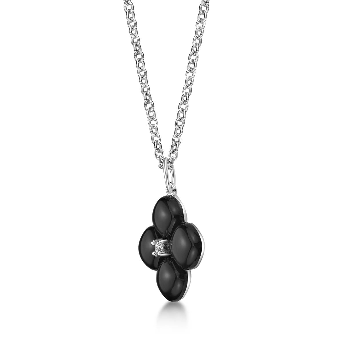 Gemminded Sterling Silver Onyx & CZ Pendant