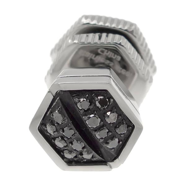 Mens Lynx Stainless Steel Mano Stud Hex Black Diamond Earring alternate view