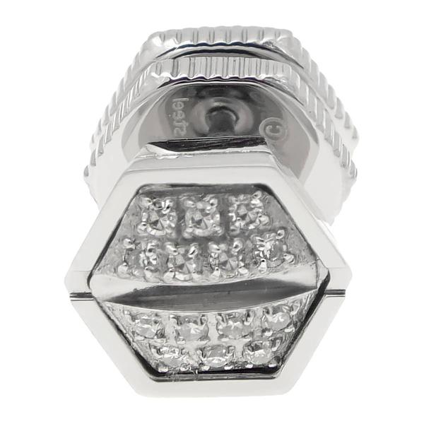 Mens Lynx Stainless Steel Mano Stud Hex White Diamond Earring alternate view