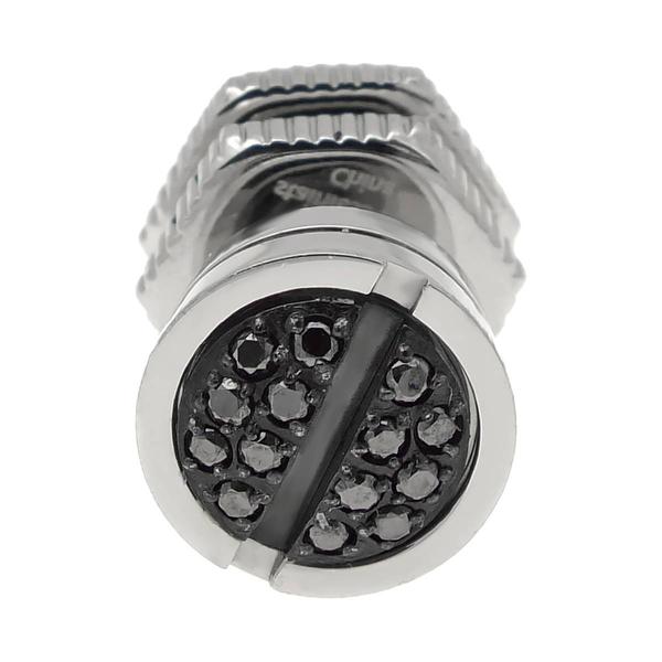 Mens Lynx Stainless Steel Mano Stud Black Diamond Round Earring alternate view