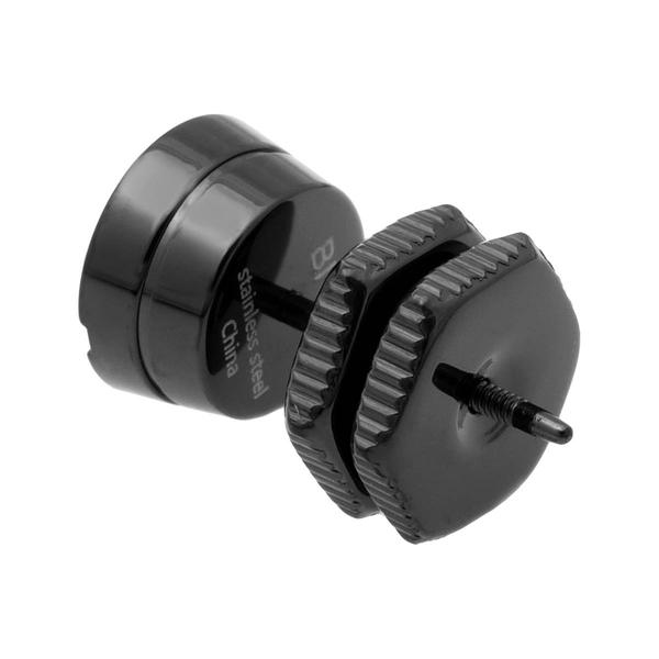 Mens Lynx Stainless Steel Black Ion Plating Stud Round Earring alternate view