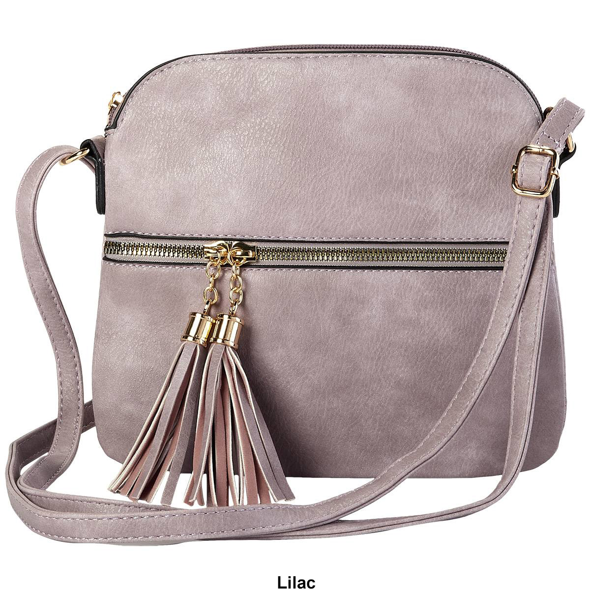 DS Fashion NY Zip Pocket Crossbody W/ Tassel