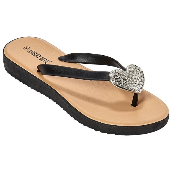Womens Ashley Blue Heart Jelly Flip Flops alternate view
