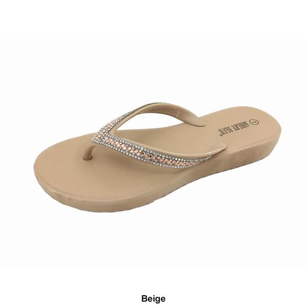 Womens Ashley Blue Crystal Beaded Jellies Flip Flops alternate view