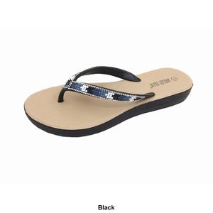 Womens Ashley Blue Beaded Rhinestone Flip Flops alternate view