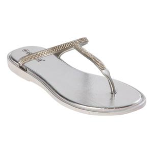 Womens Ashley Blue T-Strap Flip Flops w/Rhinestones