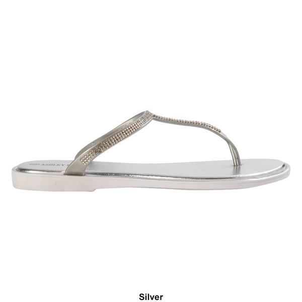 Womens Ashley Blue T-Strap Flip Flops w/Rhinestones alternate view