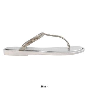 Womens Ashley Blue T-Strap Flip Flops w/Rhinestones alternate view