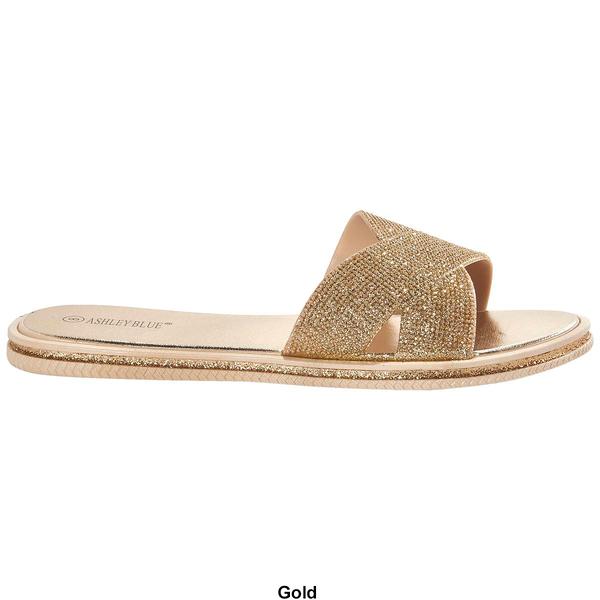 Womens Ashley Blue Crisscross Shimmer Slide Sandals alternate view