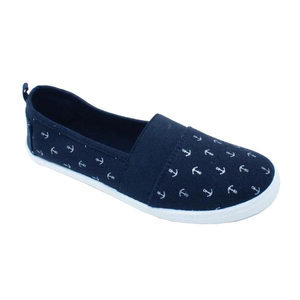 Womens Ashley Blue Anchors Slip On Flats