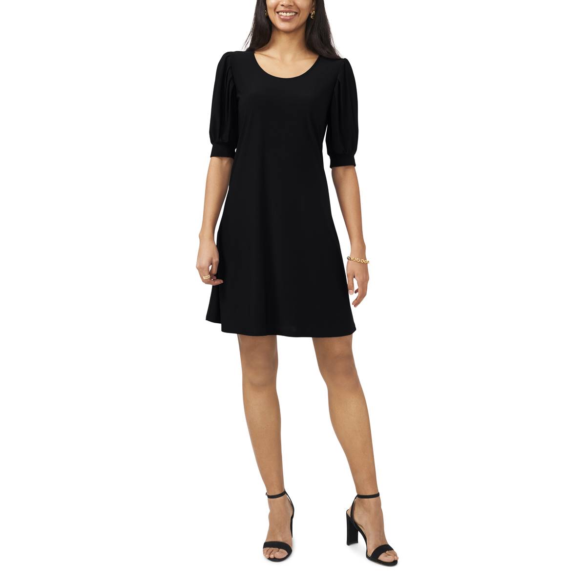 Womens MSK Elbow Sleeve Solid Knit Sweater Dress