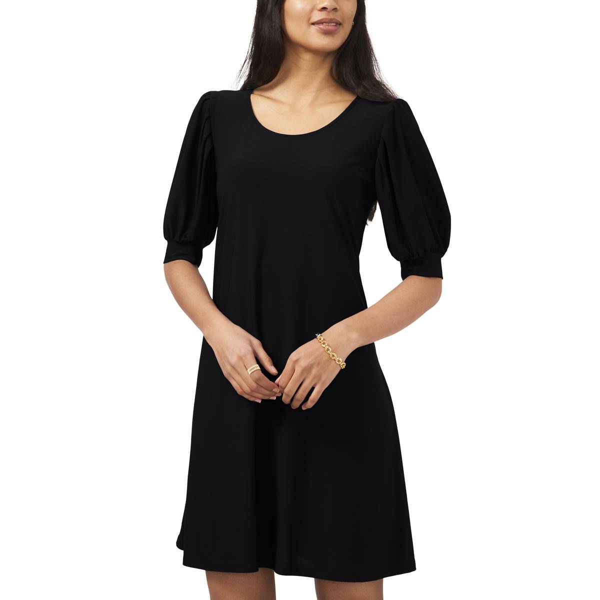 Womens MSK Elbow Sleeve Solid Knit Sweater Dress