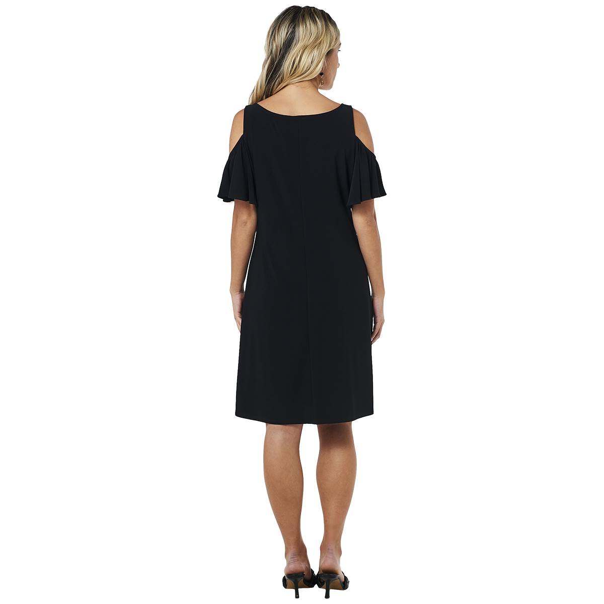 Womens MSK Cold Shoulder Solid Swing Shift Dress