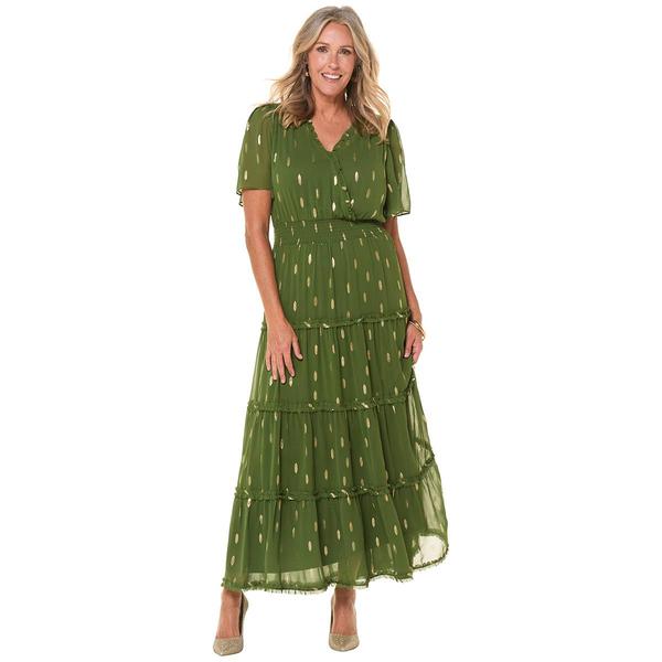 Womens MSK Short Sleeve Surplice Neck Tier Ruffle Maxi Dress alternate view
