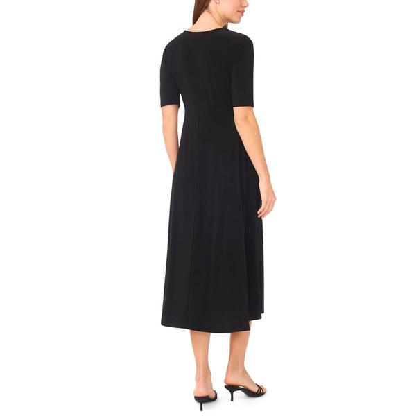 Womens MSK Elbow Sleeve V-Neck Button Trim Midi Dress alternate view