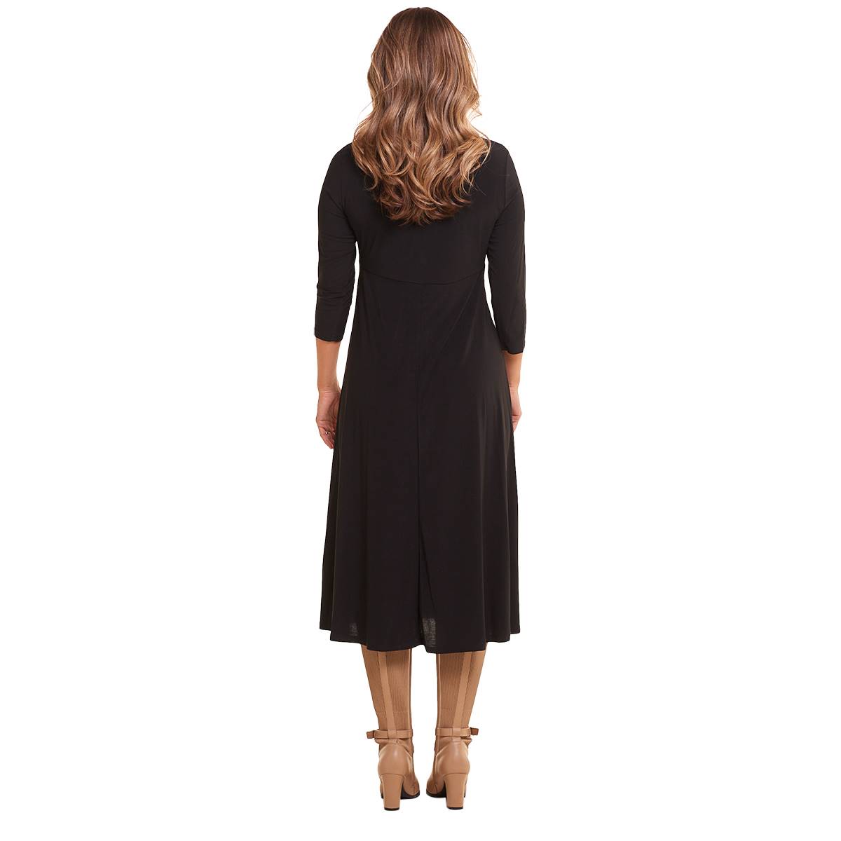 Womens MSK 3/4 Sleeve V-Neck Button Front Midi Dress