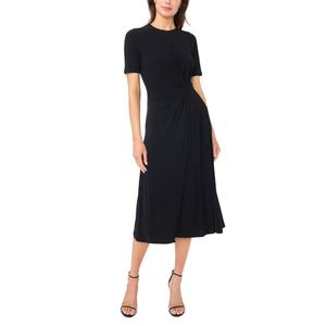 Womens MSK Short Sleeve Side Twist Solid Midi Dress