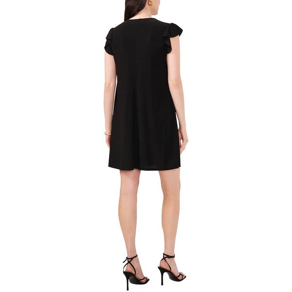 Womens MSK Flutter Sleeve Solid V-Neck Shift Dress alternate view
