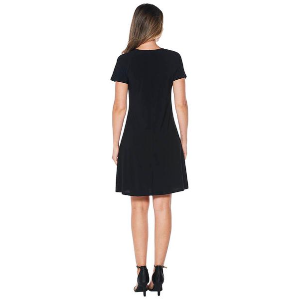 Womens MSK Short Sleeve Grommet Trim A-Line Dress alternate view