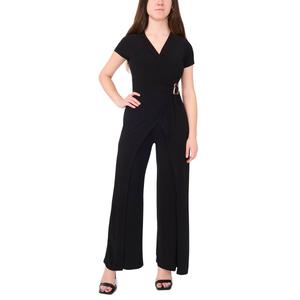 Womens MSK Short Sleeve Solid Wrap Jumpsuit alternate view