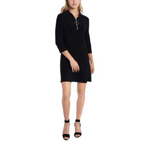 Womens MSK 3/4 Sleeve Half Zip Swing Shift Dress