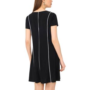Womens MSK Short Sleeve V Neck Stripe A-Line Dress alternate view