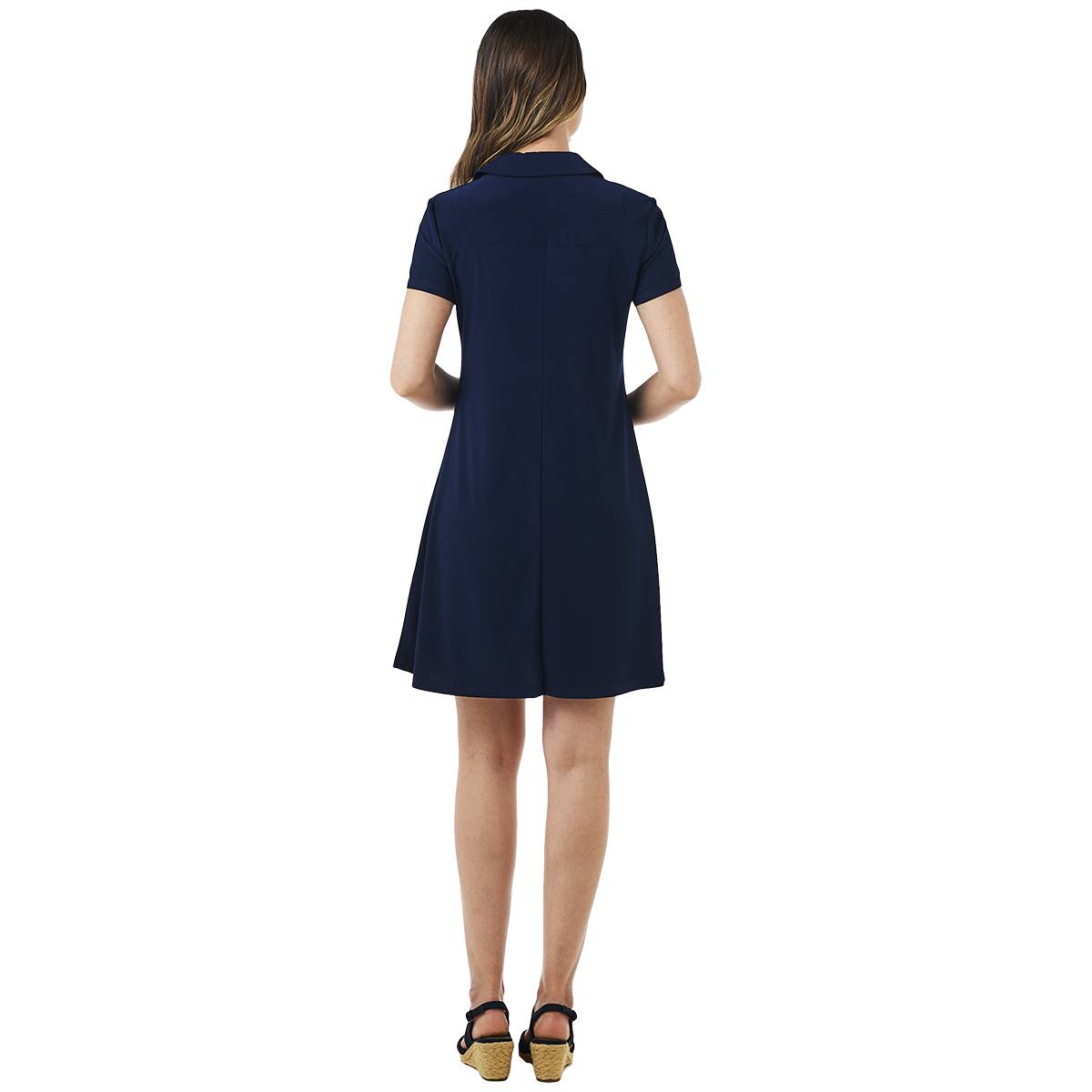 Womens MSK Short Sleeve O-Ring Zip Fit & Flare Dress