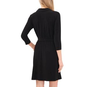 Womens MSK 3/4 Sleeve 1/2 Zip Solid A-Line Dress alternate view