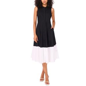 Womens MSK Sleeveless Color Block Fit & Flare Dress