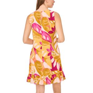 Womens MSK Sleeveless Leaf Challis Ruffle Hem Shift Dress alternate view