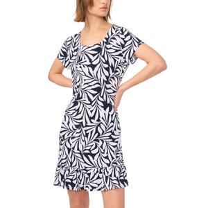 Womens MSK Short Sleeve Leaf Ruffle Hem Shift Dress