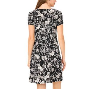 Womens MSK Short Sleeve Floral Three O-Ring A-Line Dress alternate view