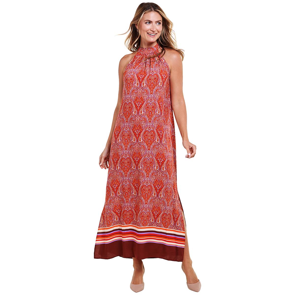 Womens MSK Sleeveless Contrast Border Maxi Dress