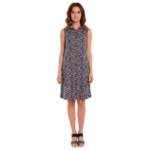 Womens MSK Sleeveless Vine Half O-Ring Zip Neck Shift Dress