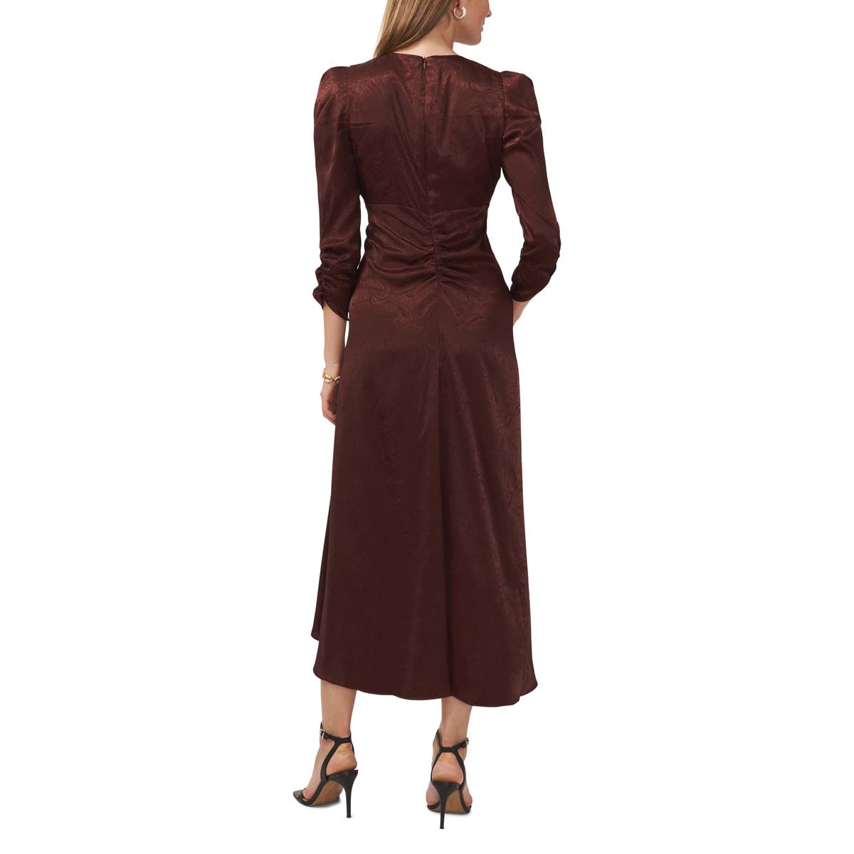 Womens MSK 3/4 Sleeve V-Neck Ruched Maxi Dress