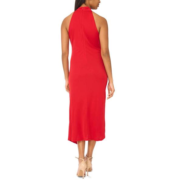 Womens MSK Sleeveless Halter Neck Solid Faux Wrap Midi Dress alternate view
