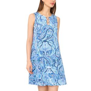 Womens MSK Sleeveless Triple O-Ring Neck Paisley Shift Dress