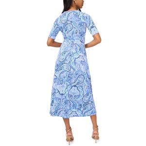 Womens MSK Short Sleeve V Neck Paisley Midi Dress alternate view