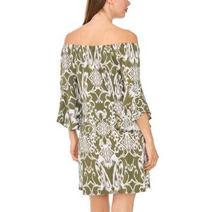 Womens MSK 3/4 Bell Sleeve Off The Shoulder Ikat Shift Dress alternate view