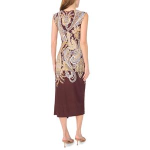 Womens MSK Sleeveless Ponte Side Paisley Sheath Midi Dress alternate view
