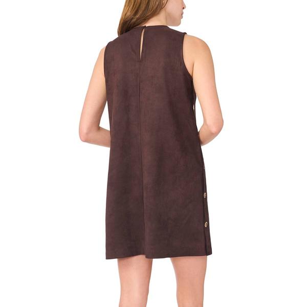 Womens MSK Sleeveless Side Button Trim Suede Shift Dress alternate view