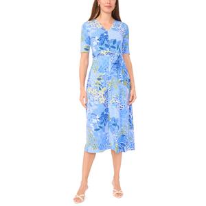 Womens MSK Short Sleeve Abstract Floral A-Line Dress
