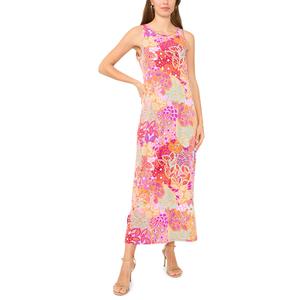 Womens MSK Sleeveless Floral Keyhole Back Midi Dress