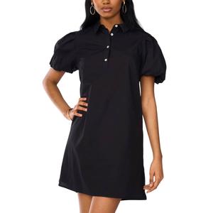 Womens MSK Puff Sleeve 1/4 Button Shift Dress